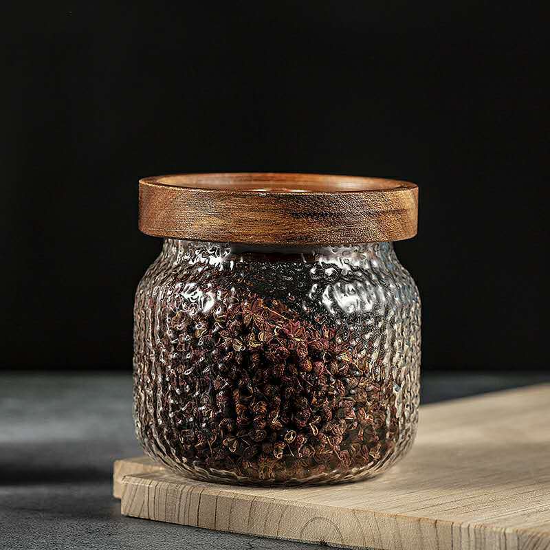 Hammer glass sealed cans high borosilicate glass tea cans acacia wood storage cans food storage tanks