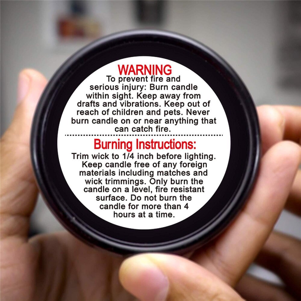 Candle Warning Label Candle Jar Container Sticker Waterproof Candle Safety Label Vow Sticker Label 500pcs/roll 3.8cm