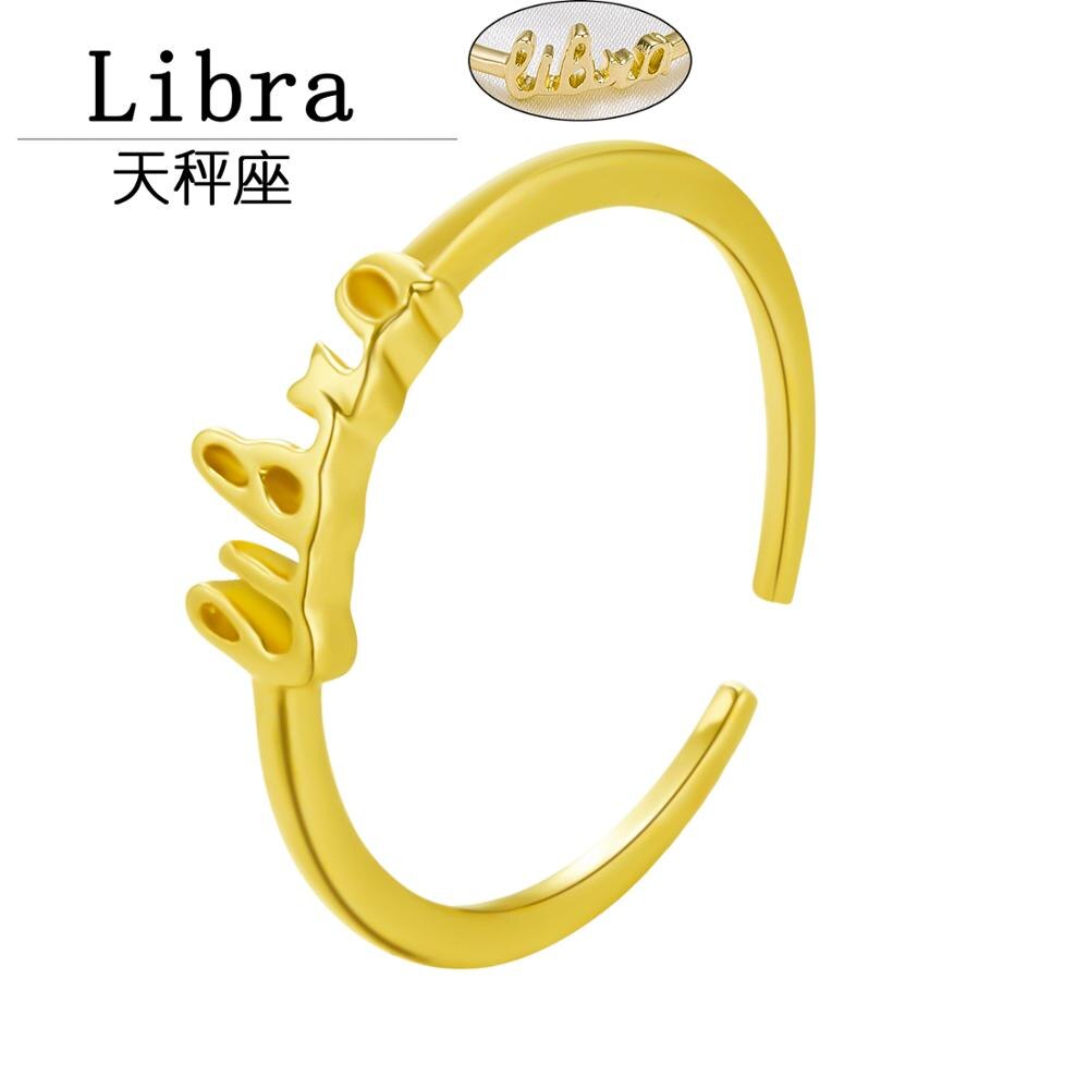 Minimalistiske stjernetegn åbne fingerringe til kvinder minimalistiske justerbare stjernetegn ringe guldfarve 12 konstellationssmykker: Libra