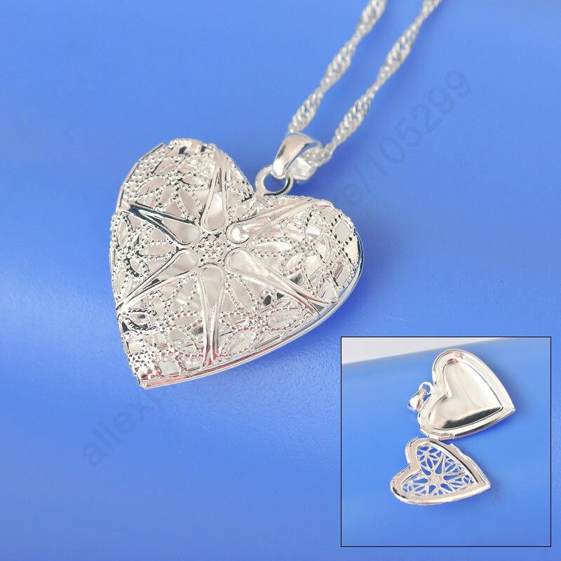 Collana con foto di alta qualità gioielli in argento Sterling 925 collane con ciondolo a memoria a cuore 18 pollici catena di Singapore Dropship