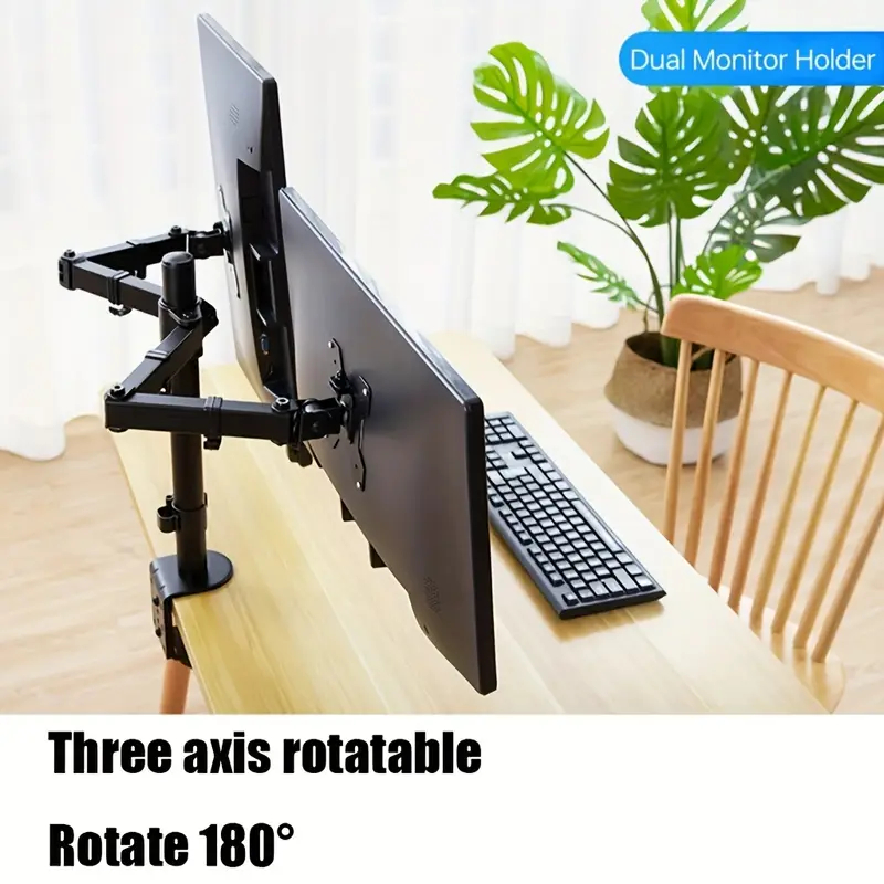 Dualer Monitorständer, fasst Höhle Bildschirm bis zu 27 Zoll, universeller freistehender Monitorständer, höhenverstellbar, neigbar, drehbar, drehbar