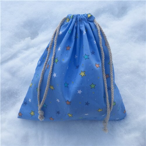 Yile 1pc katoenen trekkoord etui munt telefoon tasje party favor multifunctionele tas sterren blauw 8129a: M 2622cm