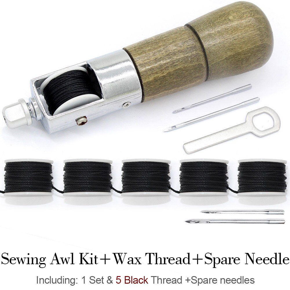 DIY Shoe Repair Leather Supplies Craft with Needle Waxed Thread Leathercraft Accessories Stitching Awl Tool Kit Sewing Machine: PG08Y1
