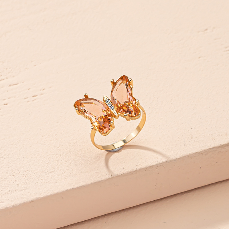 Butterfly Mood Ring Gradient Color Crystal Temperature Ring Jewelry for Women Kids Birthday Gold Butterfly Rings: R703