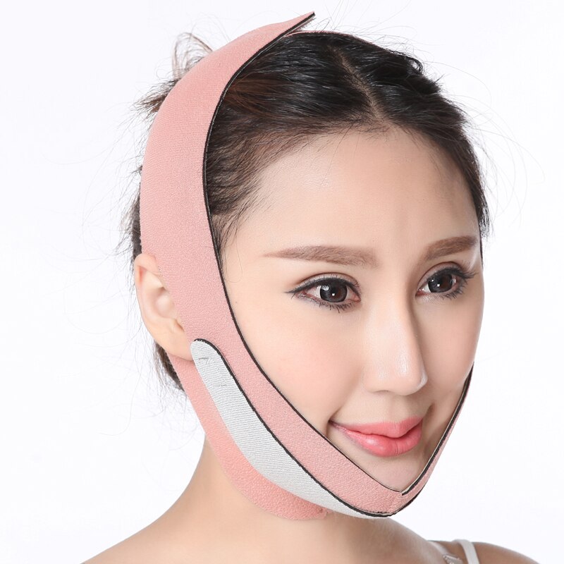 1 stk v face lift up bælte fjernelse bælte slankende løft slankere ansigt bandage wrap rynker dobbelthage slankere værktøj: Pinkgrå