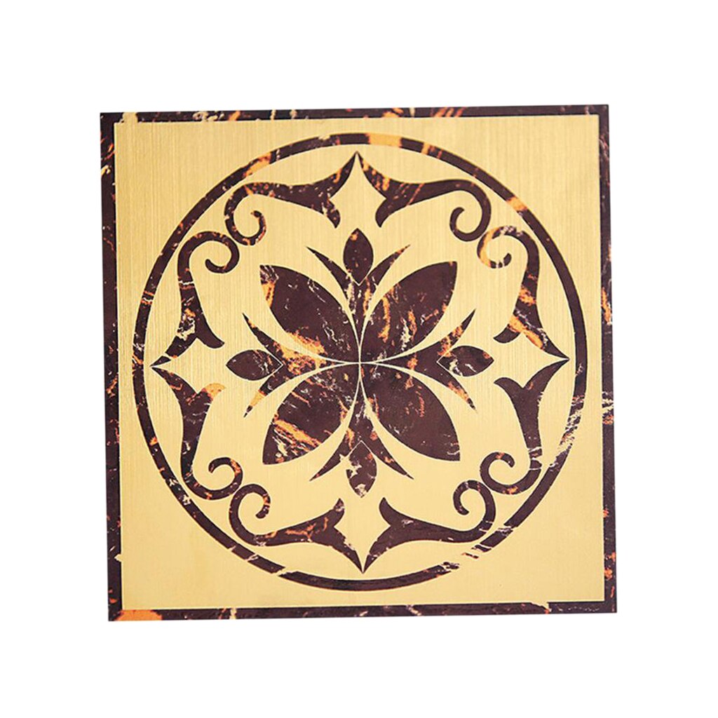 Removable Self Adhesive Floor Stickers PVC Brushed Gold: Style11-40x40cm 40x