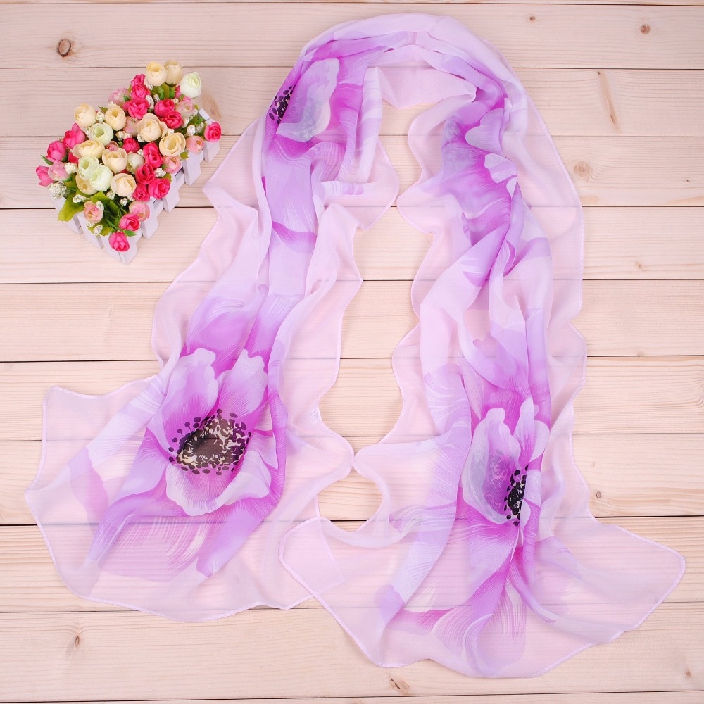 chiffon gedrukt zijden sjaal elegante elegante bloem vrouwelijke sjaal lente zomer mode gedrukt sjaal
