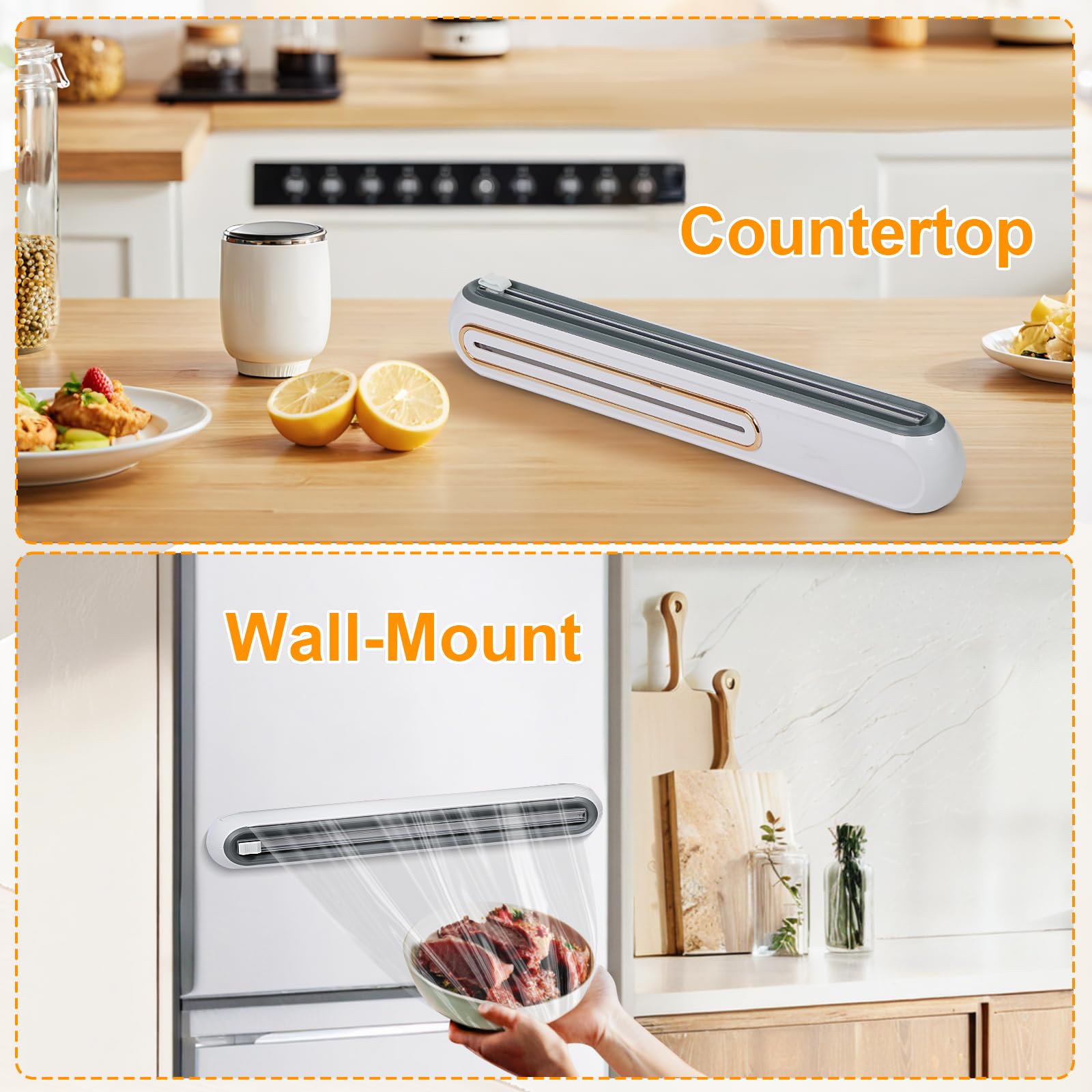 Magnetischer nachfüllbarer Kunststoffwickelspender mit Cutter Zinn Aluminiumfolie Spender Cutter Film Wachspapier Spender Küchenwerkzeug