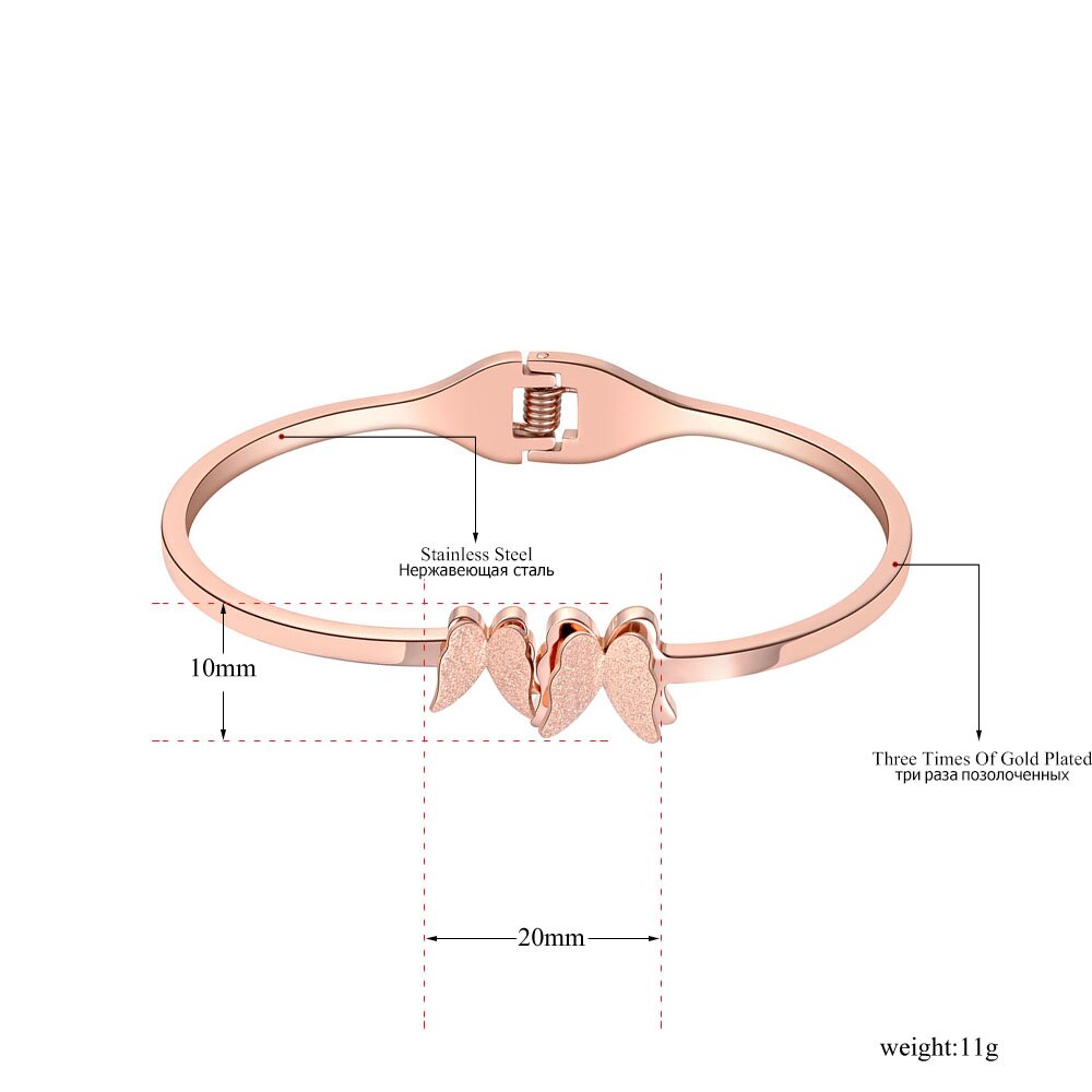 Lokaer Alla Moda di Titanio in Acciaio Inox A Doppia Farfalla Dei Braccialetti Dei Braccialetti per Le Donne Ragazze Del Polsino Del Braccialetto Del Braccialetto Dei Monili B19067