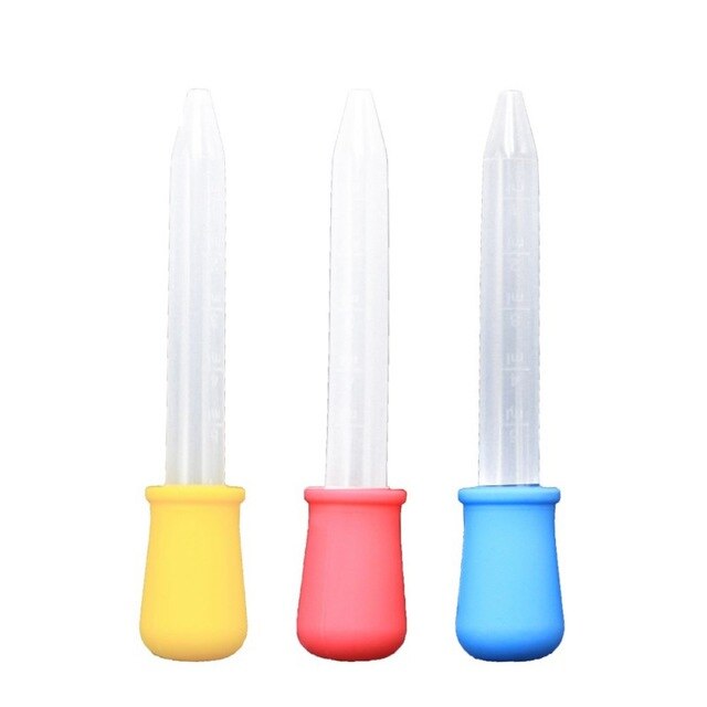 3 st silikonpipett flytande matdroppare plastfoder för barnmatande droppsked burette spädbarnsredskap: 3 st d