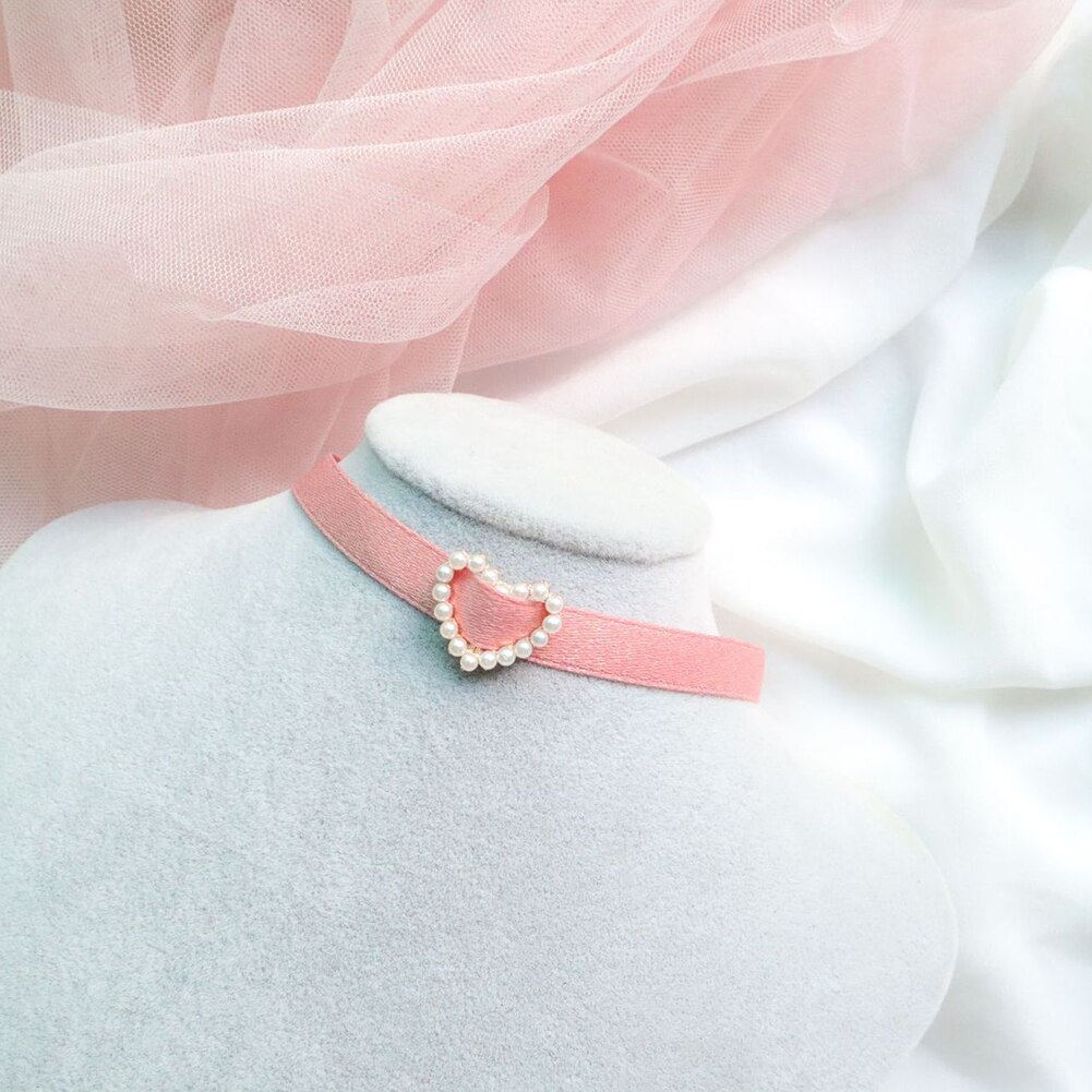 Pingente de coração de pêssego rosa, joia japonesa coreia 2020 para meninas colares curtos de clavícula joias estilosas joias fofas