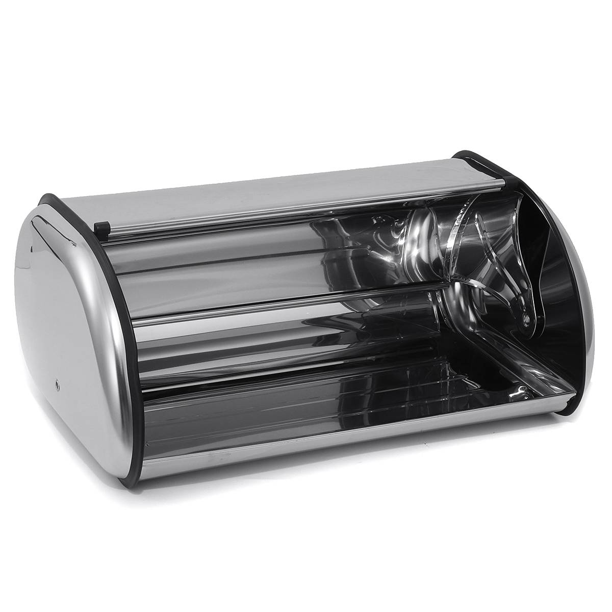 Roll Top Stainless Steel Bread Box Storage Bin Food Storage Container Kitchen Pastry Bread Holder with Visibility Window