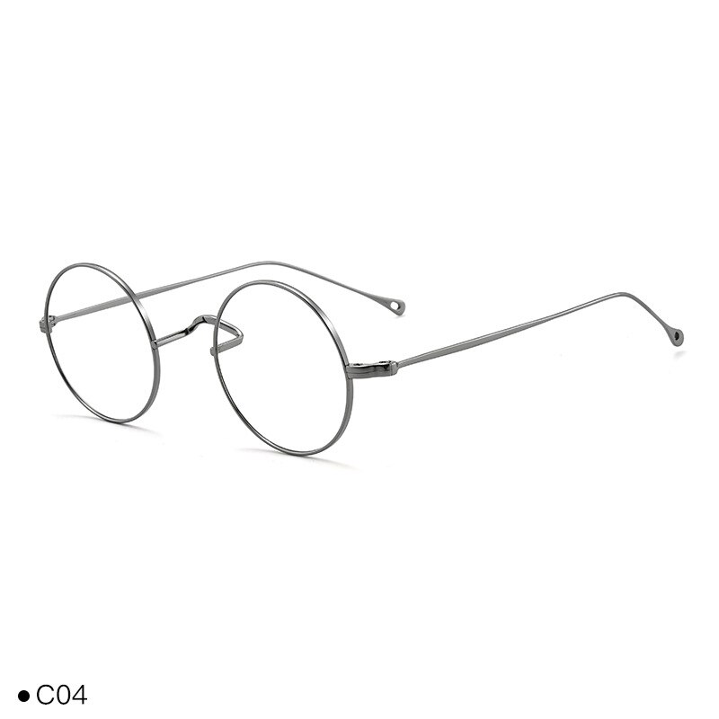 Gafas japonesas hechas a mano para hombre y mujer, lentes clásicas pequeñas y redondas de titanio, montura ultraligera, Retro, para miopía, nuevas: Silver