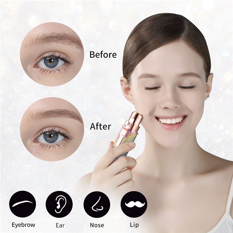 2 In 1 Elektrische Wenkbrauw Trimmer Dame Scheerapparaat Gezicht Haar Remover Oplaadbare Wenkbrauw Shaper Vrouwen Pijnloos Epilator Bikini Trimmer