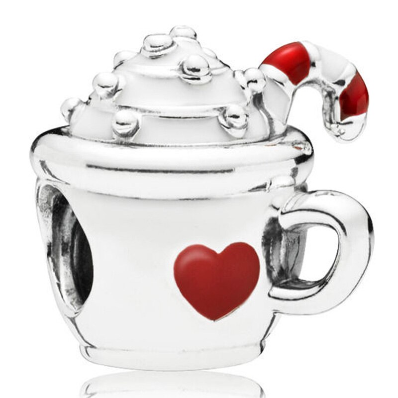 Koffie Drinken Kerst Trein Reuzenrad Oversized Brilliant Bow Woord Liefde Kralen 925 Zilveren Bedel Fit Armband Diy Sieraden: 10