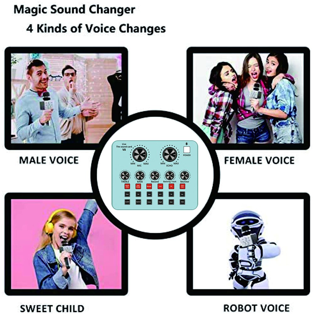 Voice Changer Multiple Effects Audio Mixer Live Sound Card Music Recording Phone Computer Karaoke Singing Broadcast: Green