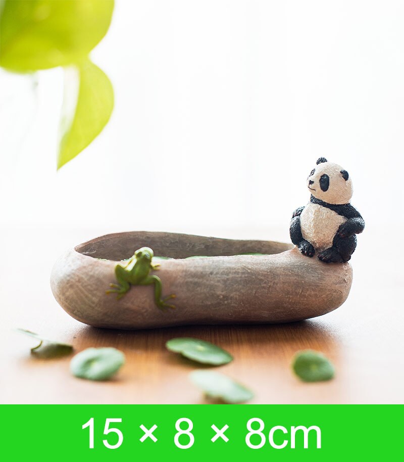 Statue de panda mignonne en résine, micro-décoration pour voiture, bureau, jardin extérieur, sculpture animale, décoration, ornement: 2