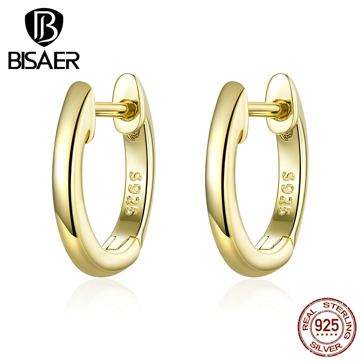 Einfache Ohrringe BISAER 925-Silber Runde Kreis Koreanischen Stud Ohrringe für Frauen Sterling Silber Schmuck ECE808-A: ECE808