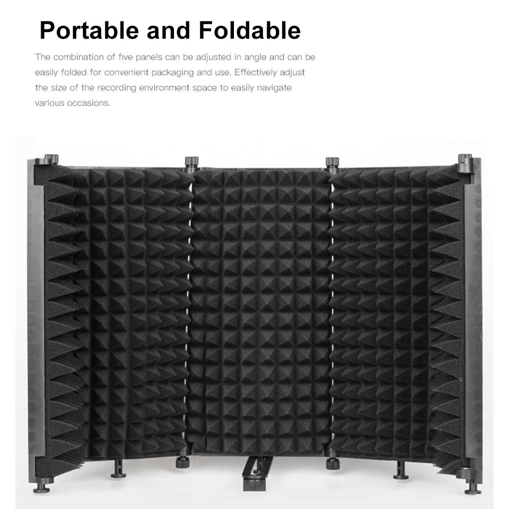 5 panneaux pliable Studio Microphone Isolation bouclier enregistrement son absorbeur mousse panneau Portable Microphone isolateur Compatible