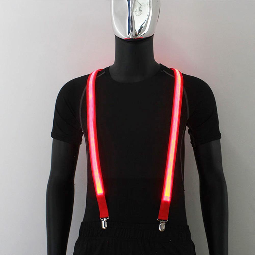 Novelty Suspenders Clip-on LED Light Night Arm Unisex Braces Adjustable Suspenders Adult Band Y-back Cycling El H8X0