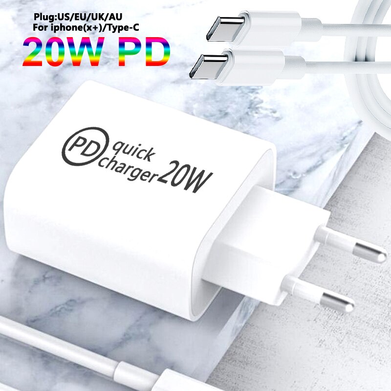Szybka ładowarka 20W PD ładowarka USB C dla IPhone 12 Pro Max USB szybka ładowarka PD QC 3.0 type-c USB C telefon ścienny ue US type-c wtyczka