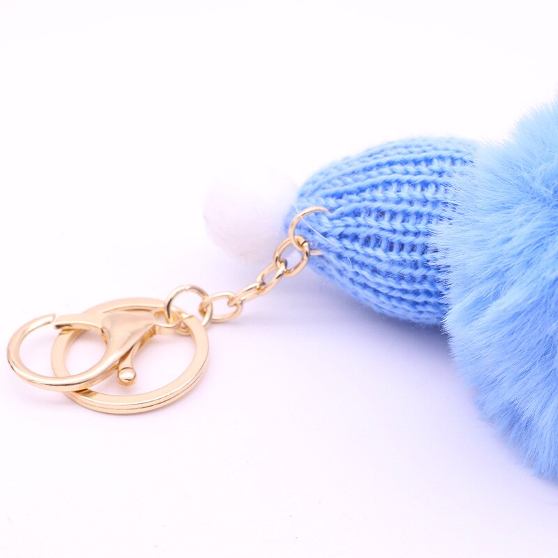ISINYEE Leuke Slapen Babypop Sleutelhangers Voor Vrouwen Bag Speelgoed Sleutelhanger 8 cm Pluizige Pom pom Faux Bont Sleutelhanger Trinket Sieraden