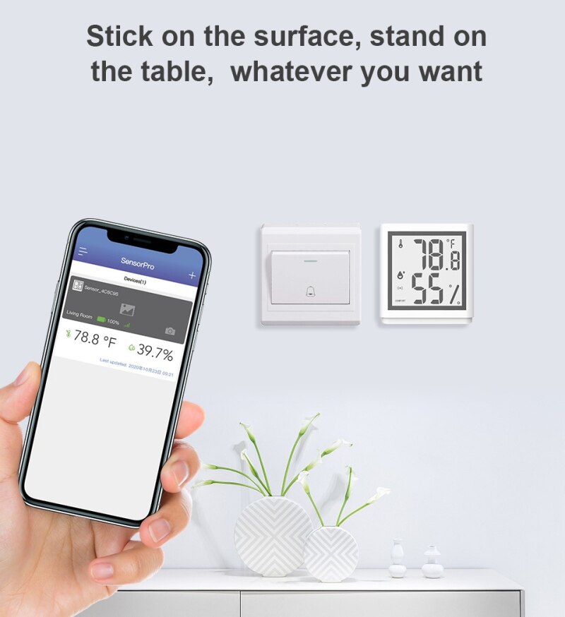 5 stk mini smart home digital lcd temperatursensor fugtighedsmåler termometer hygrometer gauge bluetooth trådløse termometre