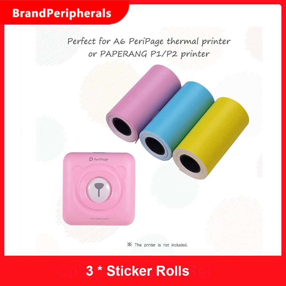 Color Sticker Paper Roll Direct Thermal Printer Paper with Self-adhesive 57*30mm for PeriPage A6/A8 for PAPERANG P1/P2 Printer