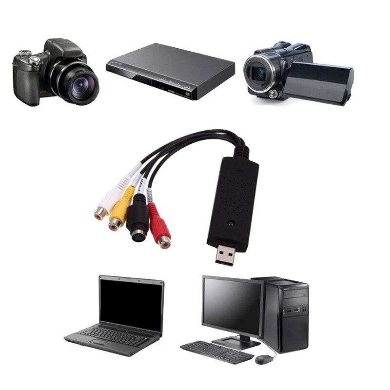 VHS to Digital Converter USB 2.0 Video Converter Audio Capture Card VHS Box VHS VCR TV to Digital Converter