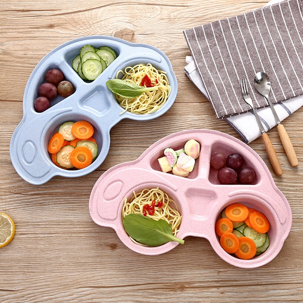 Lunch Box Accessories Car Shape Wheat Straw for Kids Children's Plate Bento Box Kitchen Food Container School Lunch Box