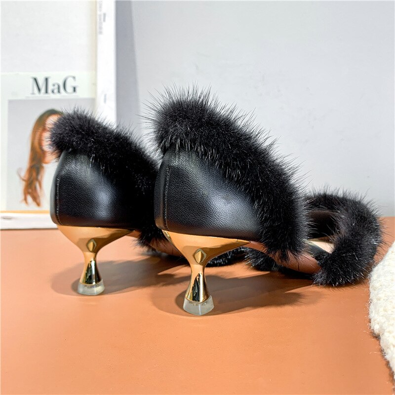 Woman Sandals Gladiator Fur Ladies Ankle Wrap Wedges Women Platform Shoes Female Lace Up Sandalias De Mujer: Black / 36