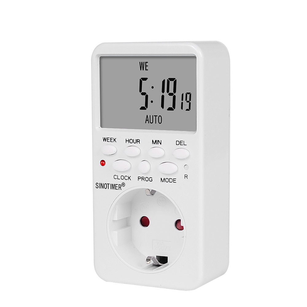 Eu-stikkontakt elektronisk digital timerstik med timer 220v vekselstrømsstik timer-stop-tid relæ-switch kontrol programmerbar