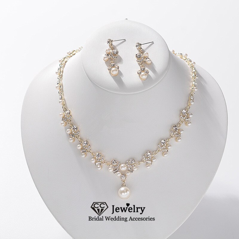 CC – ensemble collier et boucles d&#39;oreilles de mariage pour femmes, 2 pièces, bijoux à la , accessoires de fiançailles, TL130