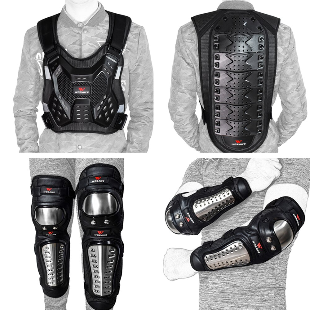 WOSAWE Adult Motorcycle Armor Jacket Ski Snowboard Back Protection Suit Body Protector Support Bandage Motocross Protective Gear