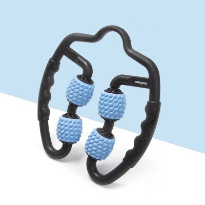 Schaumstoffschaft-muskelrelaxations-massagerolle, dünne wadenringklemme, beinrolle, yoga-fitnessgerät, u-förmiges massagerad: Blau