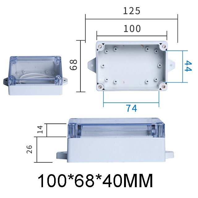 IP65 Plastic Transparent Box Waterproof ABS Visible Wire Junction Box Enclosures For Electronics Outdoor Instrument Project Box: 100x68x40mm