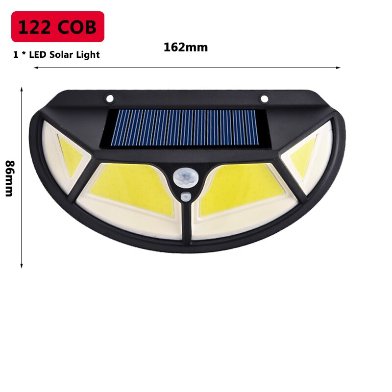 Solar PIR Sensor Street Light Outdoor Led Wall Lamp 3 Mode Motion SMD2835 102 Built in Battery Sunlight Powered Waterproof IP65: 1pcs (122 COB)