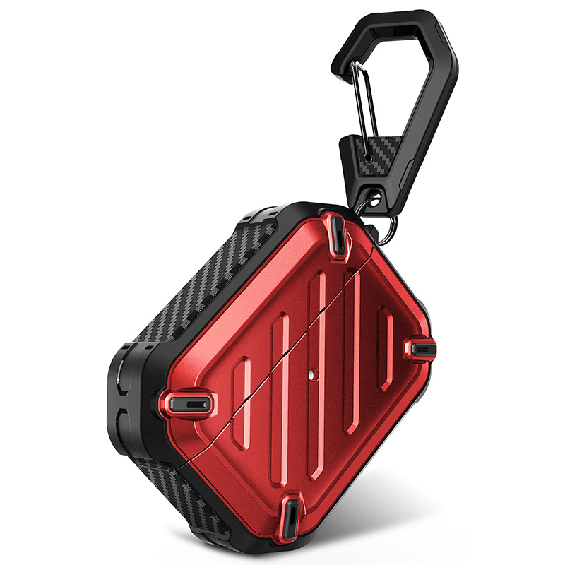 Supcase ub pro til airpods pro-etui) robust beskyttelsesetui med karabinhage til airpods pro: Rød