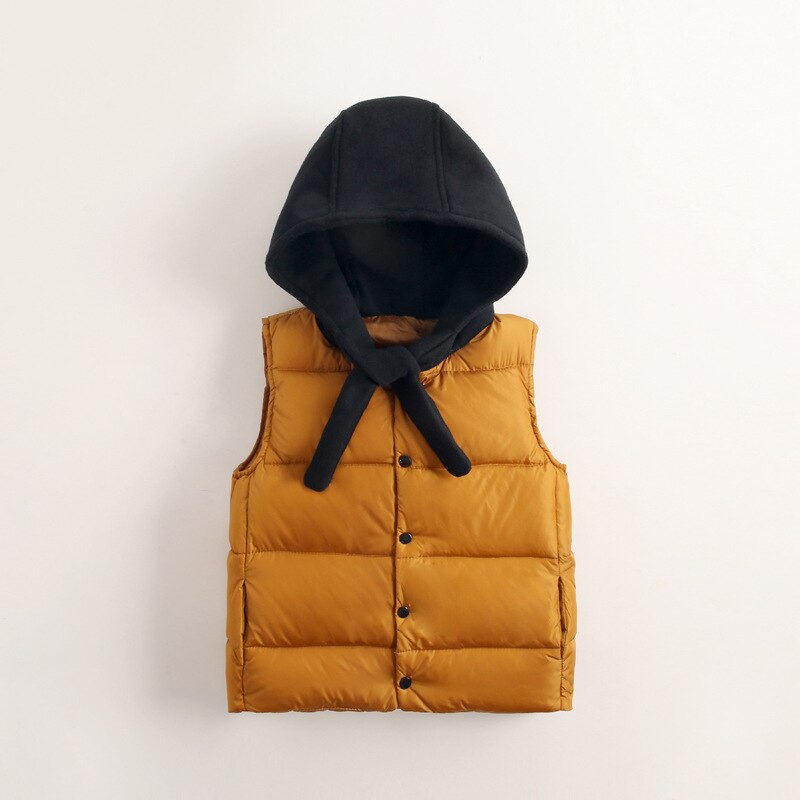 Winter Kids Vesten Sjaal Hooded Thicken Warm Baby Jongens Gewatteerde Jassen Koreaanse Stijl Meisjes Vesten Unisex Kinderen Kleding: 6T