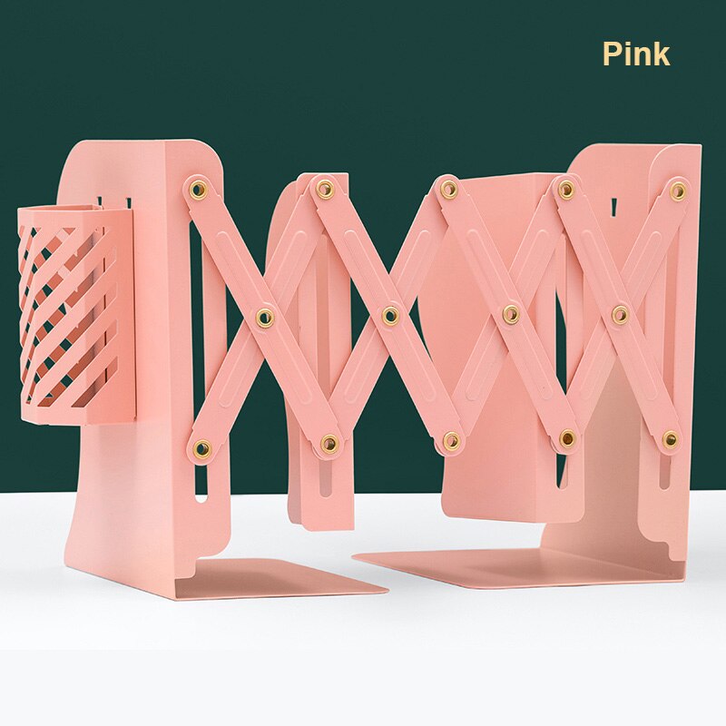 Support de rangement de livres rétractable pour étudiants, et pliable, pour papeterie de bureau et d'école: up pink (19.2x50cm)