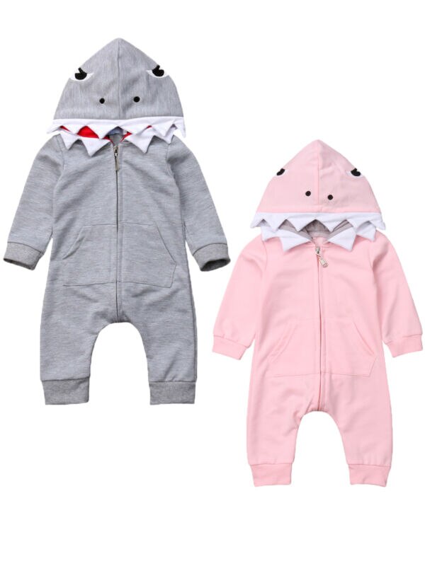 3D Cosplay Shark Strampler Kinder Kleinkind Baby Jungen Mädchen Long Sleeve Zipper Romper Overall Mit Kapuze Kleidung Outfits Kostüm