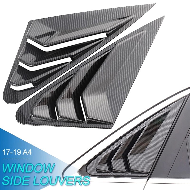 -Carbon Fiber Car Rear Triangular Window Louvers Side Vent Cover Decoration For- A4