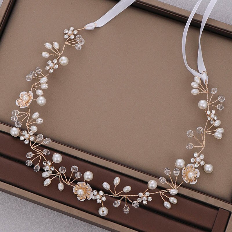 GETNOIVAS Pink Flower Rhinestone Hair Pins Headpiece Tiara Pearls Bridal Headband Hairpin Hair Jewelry Wedding Hair Accessory SL: 45880