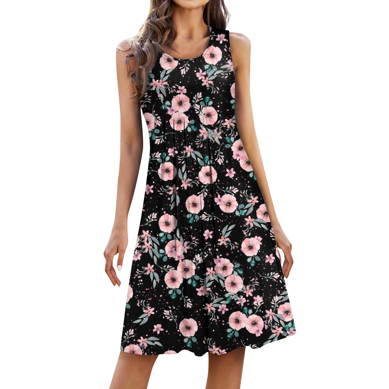 Vintage Floral Printed Party Dress Women Sleeveless Beach Dresses For Women Casual Maxi Dress Women Casual Midi Dress: XL / Fluorescein