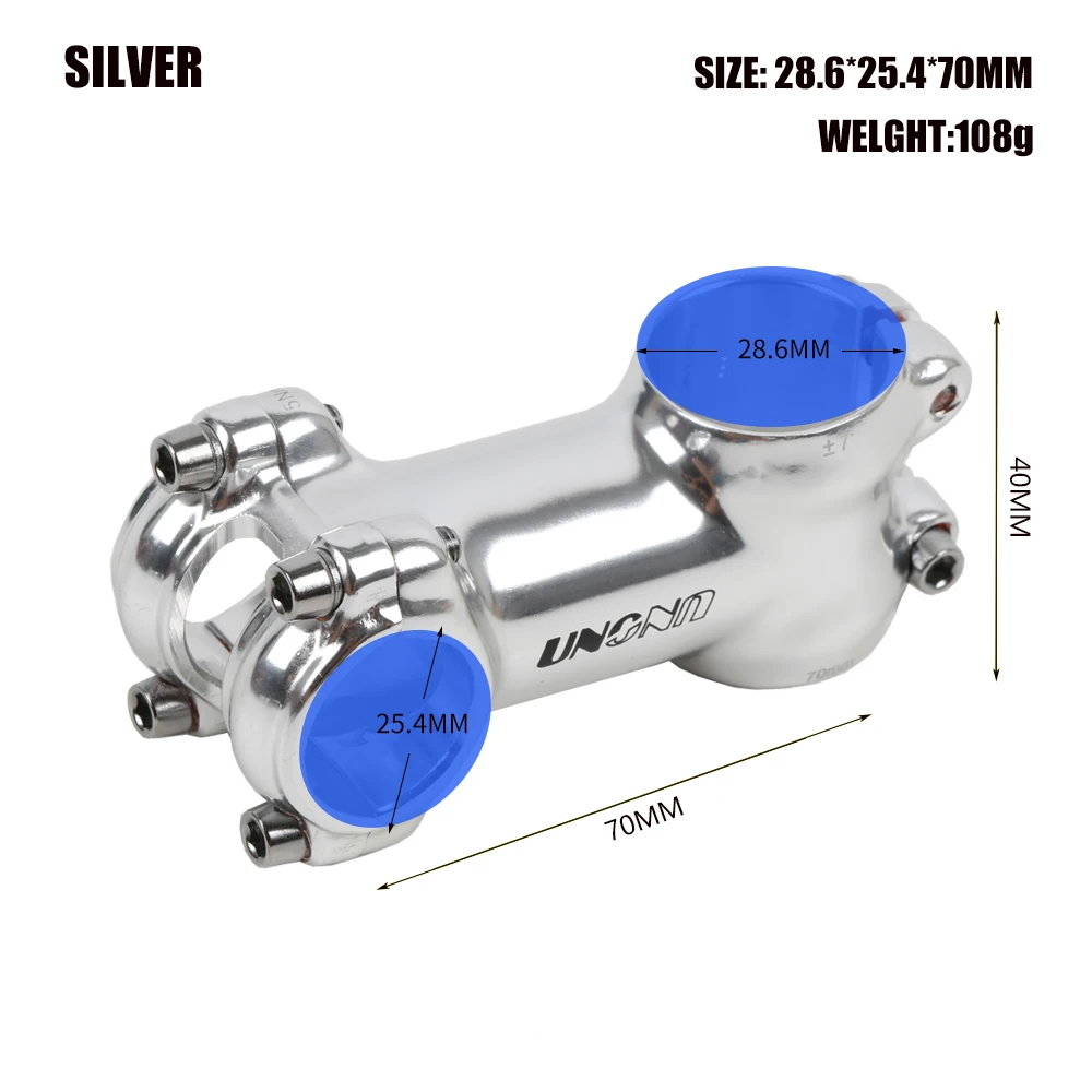 UNO Ultralight Aluminum Alloy MTB Bike Stem 28.6*25.4mm 60-130mm +/- 7Degree Handlebar Stem Cycling Bike Accessories: black