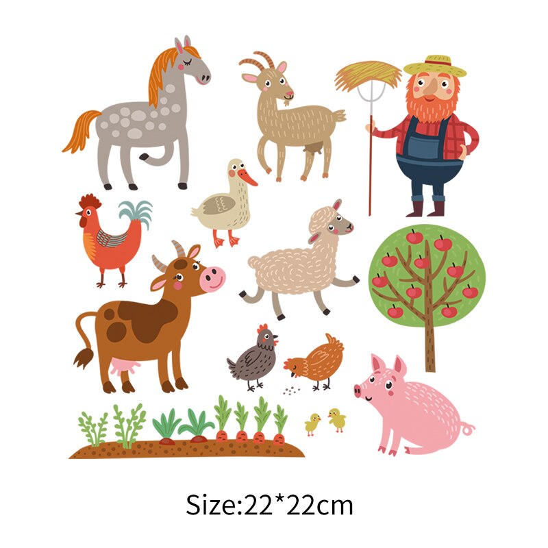 The Farm Animals Appliques Iron On Patches For Kids Clothes Decoration Easy To Wear Diy T-shirt Heat Transfer Vinyl Stickers: Default Title