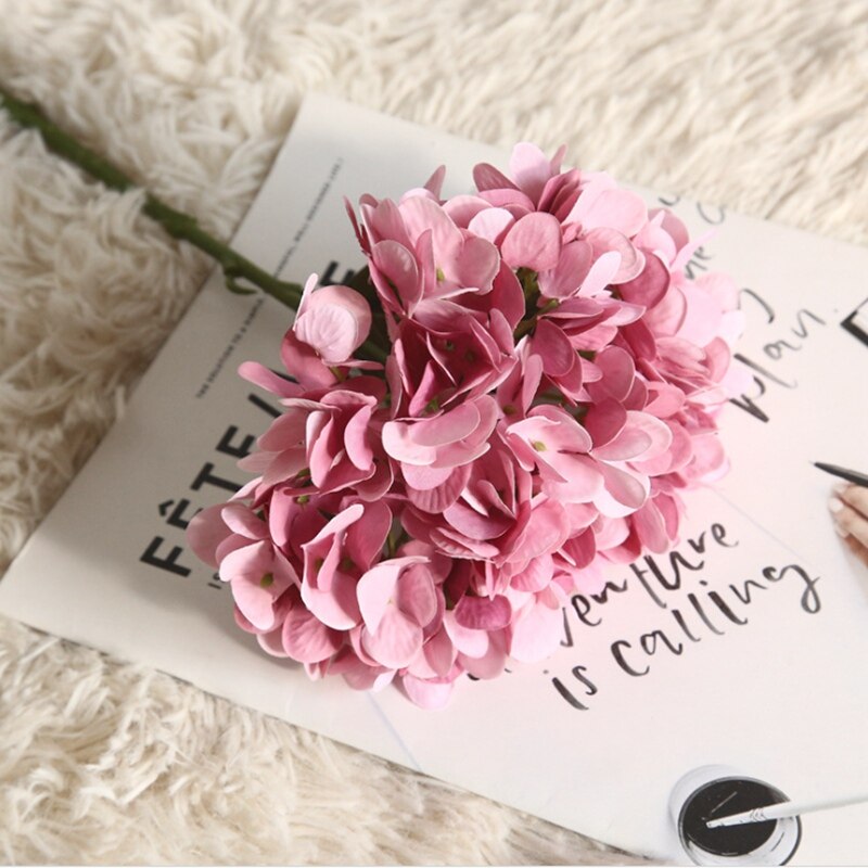 5 kunstige hortensia buketter bryllupsdekorasjon blomster hjem diy innendørs møbler blomsteroppsats fotorekvisita jul: 6
