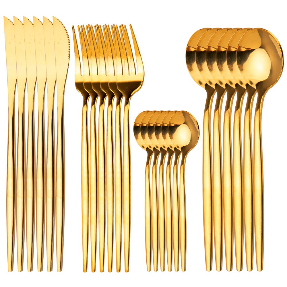 Merry Christmas Cutlery Set 24 Piece Christmas Dinnerware Knife Fork Spoon Set Tableware Christmas Decorations For Home: 24pcs Gold