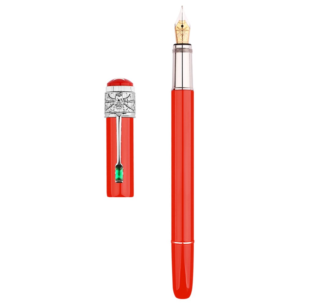 Updated Moonman Master F9 Metal Fountain Pen Snake / Spider Piston Ink Pen F Nib 0.5mm Original Box: Red -Spider