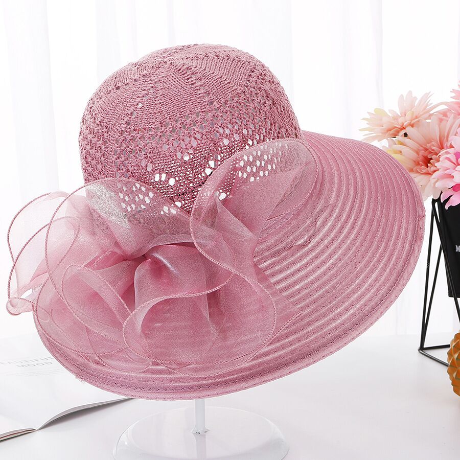 Kerk Hoeden Voor Vrouwen Breien Hollow Vintage Style Organza Zonnehoed Elegante bloemen Vrouwen Party Wedding Hoeden Haar Accessoire